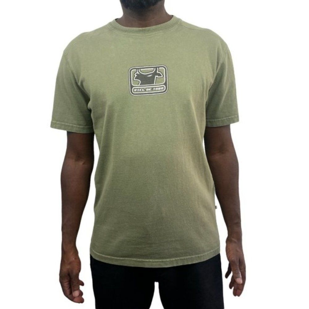 PIEL DE Toro Men's Army Green Logo Short Sleeve Crew Neck T Shirt US M